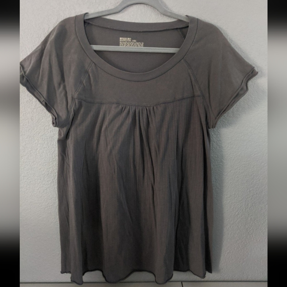 Women's Retro Baby Doll Gray Blouse Top Tshirt Halloween Costume Grunge Boho